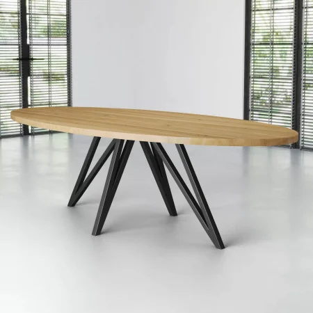 Steiger Esstisch Oval 280 x 120 cm Pure mit Metallgestell Star in schwarz